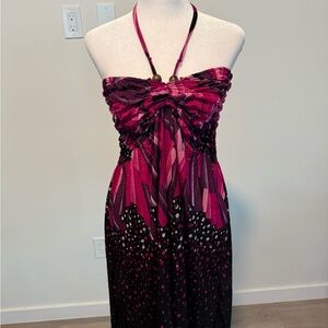Elegant Pink and Black Strapless Dress